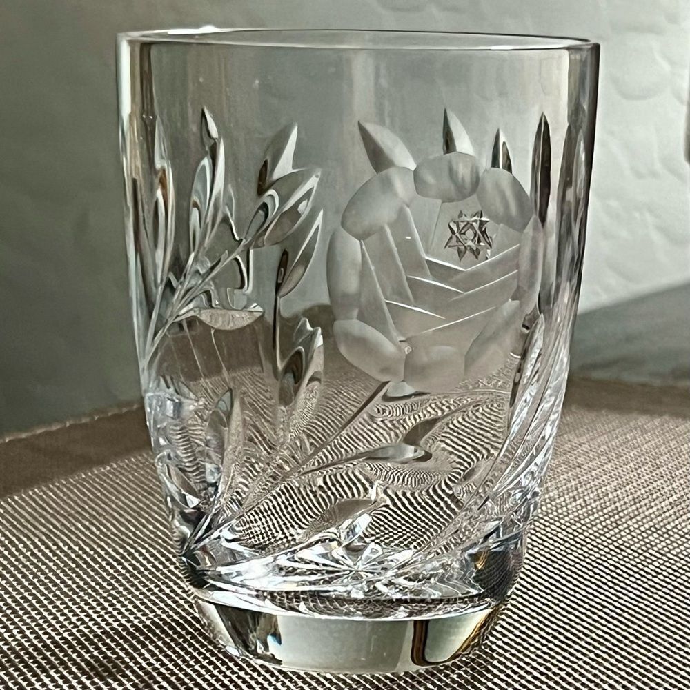 CRYSTAL CLEAR 2704 COLLECTION 8” Hand Cut Blown Floral Tumbler Glass
